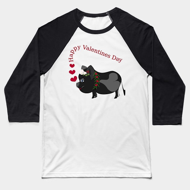 Valentines black piglet Baseball T-Shirt by sensgraf